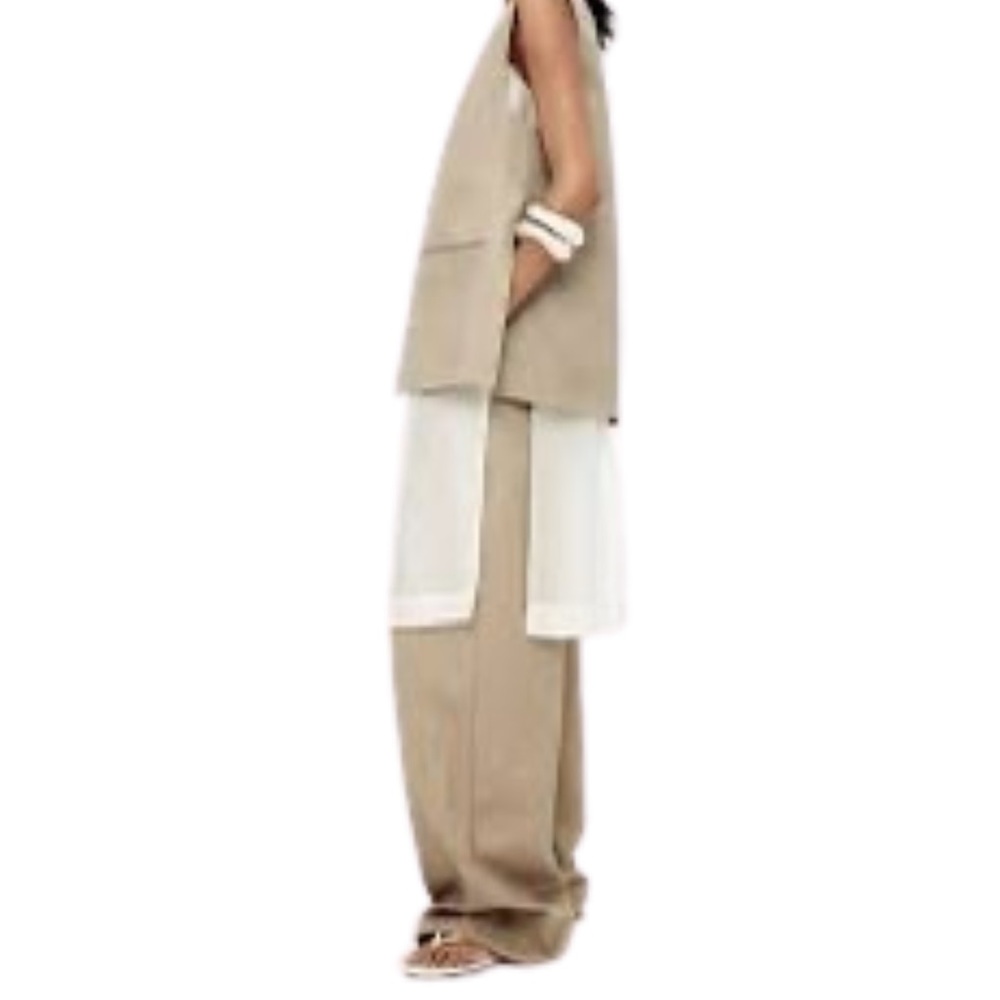 H&M Edition | Oversized Twill Side Slit Vest + Wide Leg Pants 2-Piece Set | XL